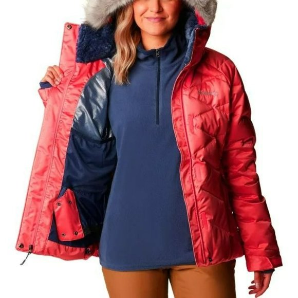 Columbia Sportswear Women's Lay D II Faux Fur Down Jacket in Neon Sunrise - Picture 5 of 10